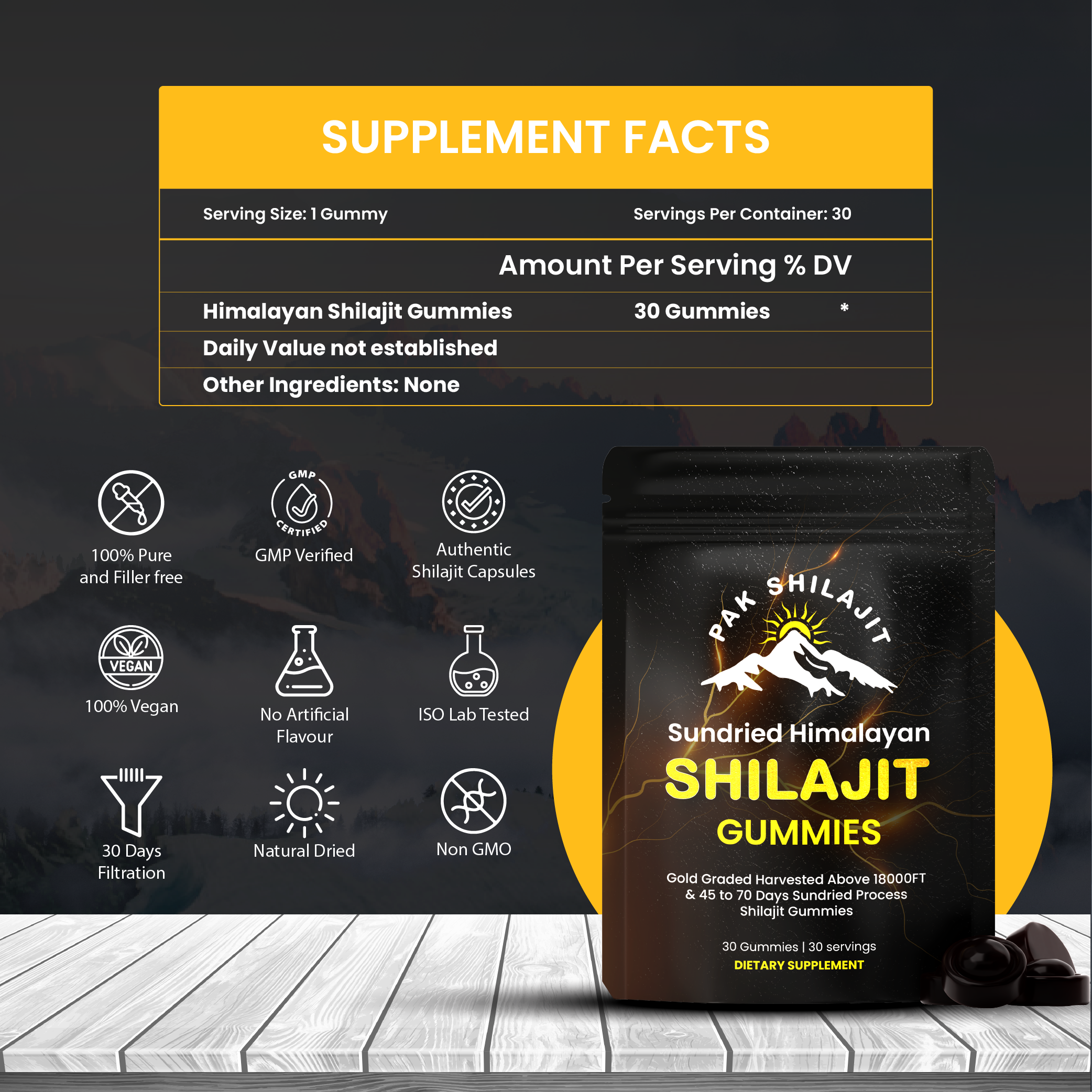 Sundried Himalayan Shilajit Gummies, Organic Premium Shilajit Gummies